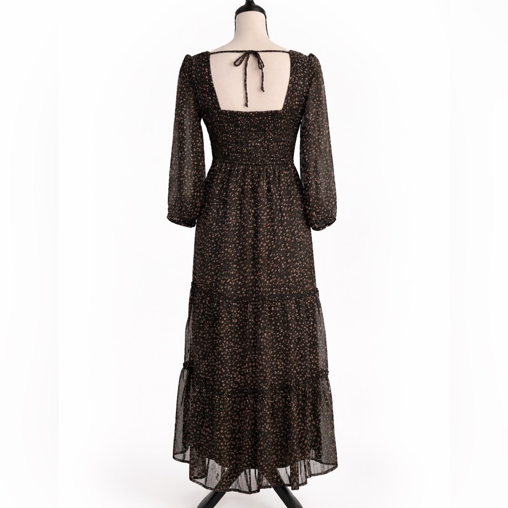 JAPNA Boho Cottagecore Floral Midi Dress with Smocked Back | Tie Back | Size S - Picture 3 of 7